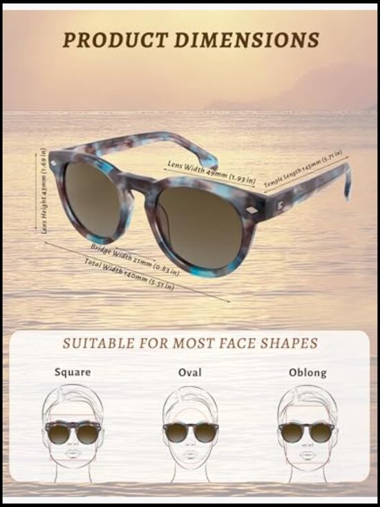 Womens Round Polarized Sunglasses - UV Protection Acetate Shades for Driving main image 6